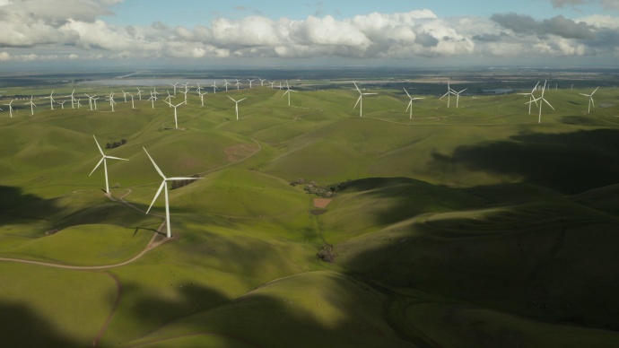 Wide and green zone with wind energy