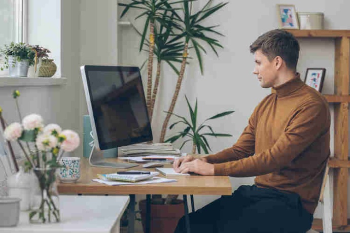 Man at desk at computer