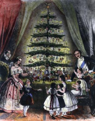 Queen Victoria and Christmas tree illustration