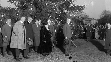 President Calvin Coolidge and Illuminated Christmas Tree President Calvin Coolidge and Illuminated Christmas Tree