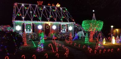 House with outdoor Christmas decorations House with outdoor Christmas decorations
